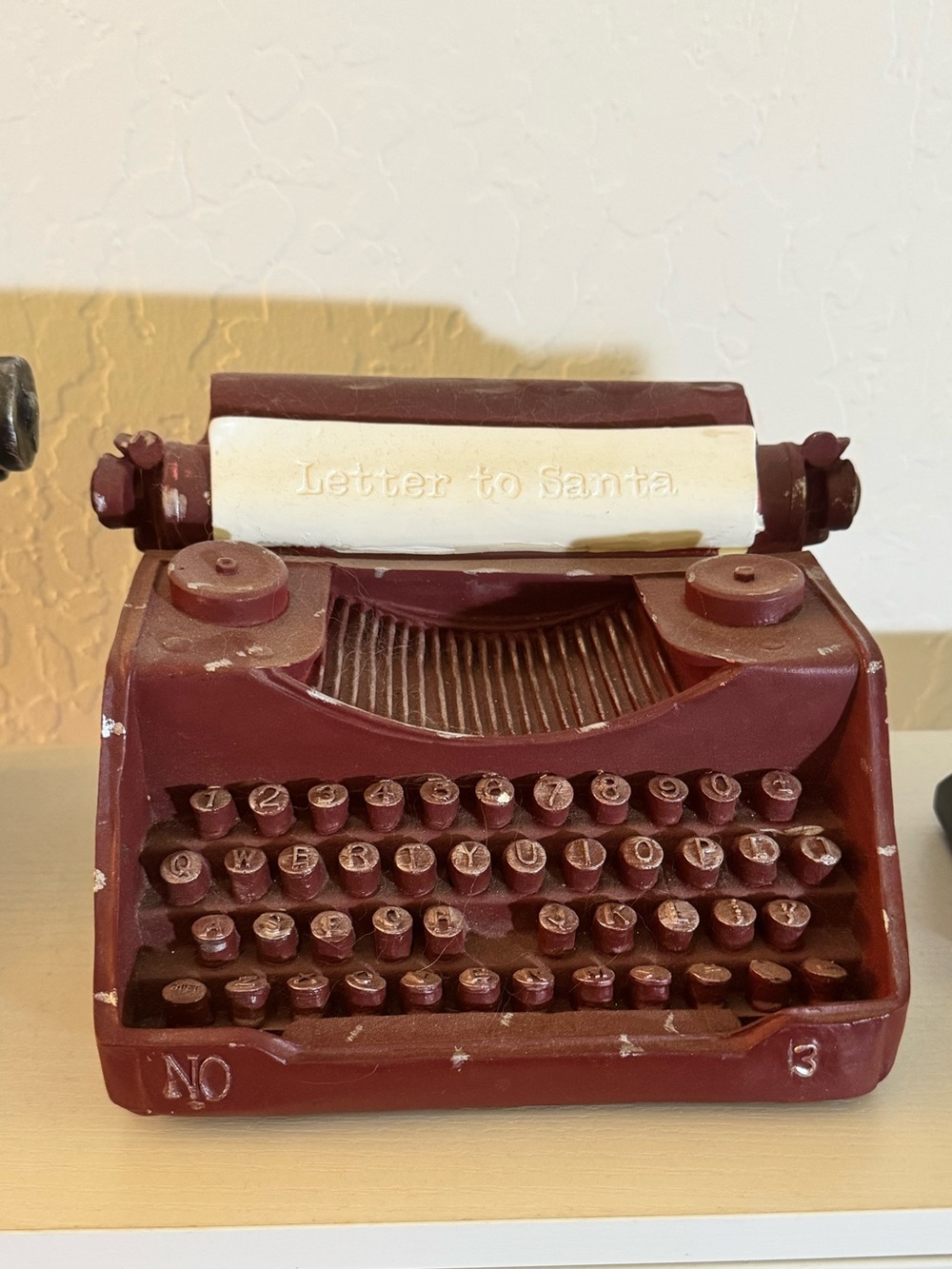 Decorative Burgundy Typewriter Figurine